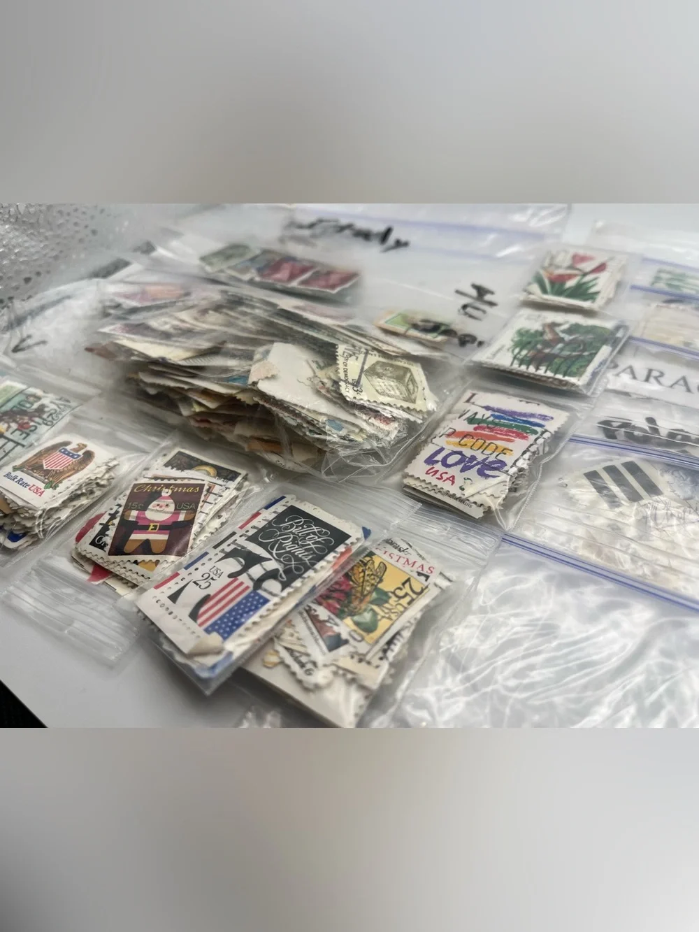 Vintage Postage Stamp Collection Lot USA & Worldwide Hundreds of Used Stamps